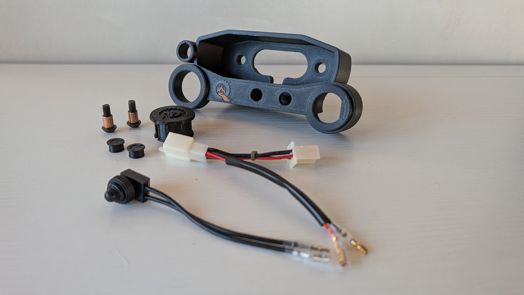 KTM EXC-F dashboard mount kit components spread out